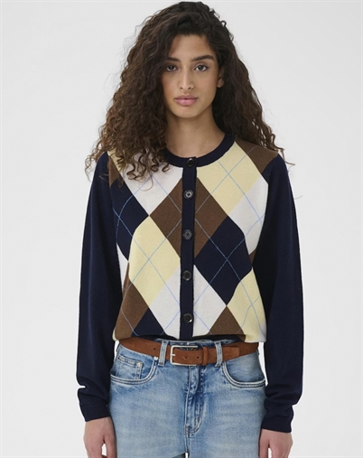 Gestuz - GZMani Multi Cardigan - Skycaptain/Brown/Yellow Plum